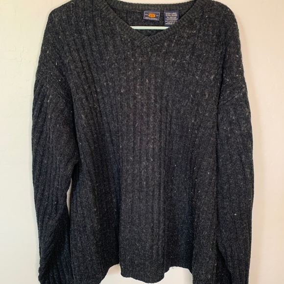 Route 66 Other - Vintage/Retro Route 66 | Men's Charcoal V-Neck Knit Sweater Size XL